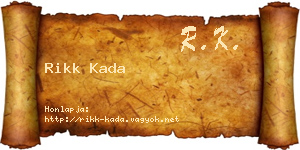 Rikk Kada névjegykártya